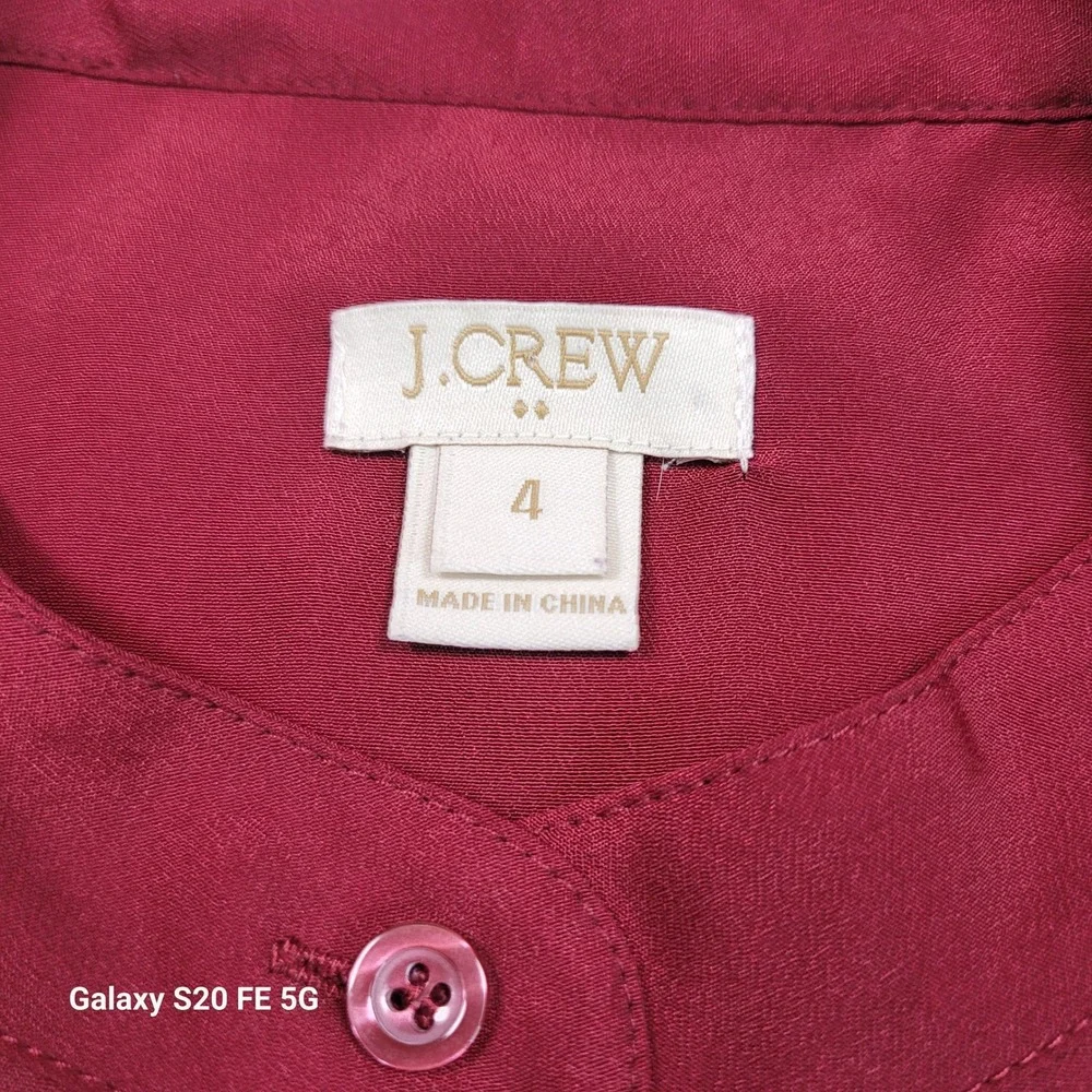 J Crew‎ Sleeveless Button Down Blouse Maroon Red Size 4 08207